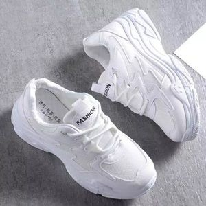White Thick Sole Sneaker Chunky Tennis Shoe